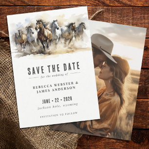 Rustic Wild Horses Ranch Reittier Foto Hochzeit Save The Date