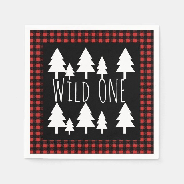 Rustic Wild One Buffalo Karo Kariert Serviette (Vorderseite)