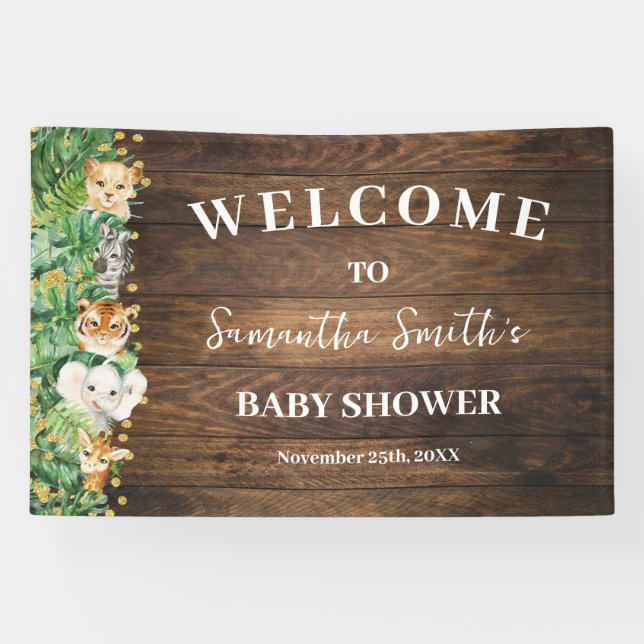Rustic Wild Safari Begrüßungs Baby Duschbanner Banner (Horizontal)