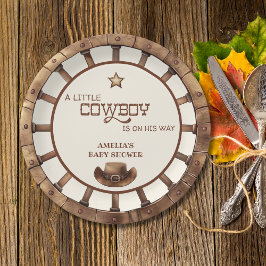 Rustic Wild West Cowboy Baby Shower Pappteller