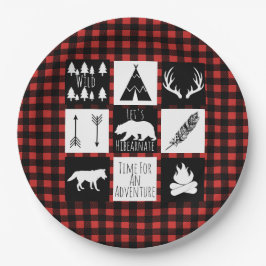 Rustic Wilderness & Animals Buffalo Karo Kariert Pappteller