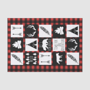 Rustic Wilderness & Animals Buffalo Karo Kariert Seidenpapier