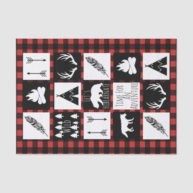Rustic Wilderness & Animals Buffalo Karo Kariert Seidenpapier (Vorderseite)