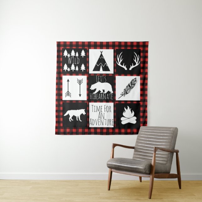 Rustic Wilderness & Animals Buffalo Karo Kariert Wandteppich (Beispiel)
