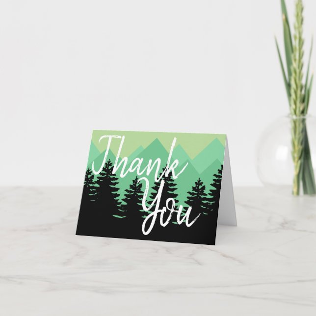 Rustic Wilderness Forest & Mountains Vielen Dank Einladung (Vorderseite)