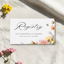 Rustic Wildflower Bee Bridal Shower Gift Registry Begleitkarte