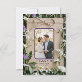 Rustic Wildflower Botanical Kraft Paper Wedding Dankeskarte