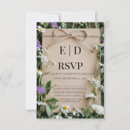 Rustic Wildflower Botanical Kraft Paper Wedding RSVP Karte