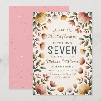 Rustic Wildflower Girl Birthday Einladung