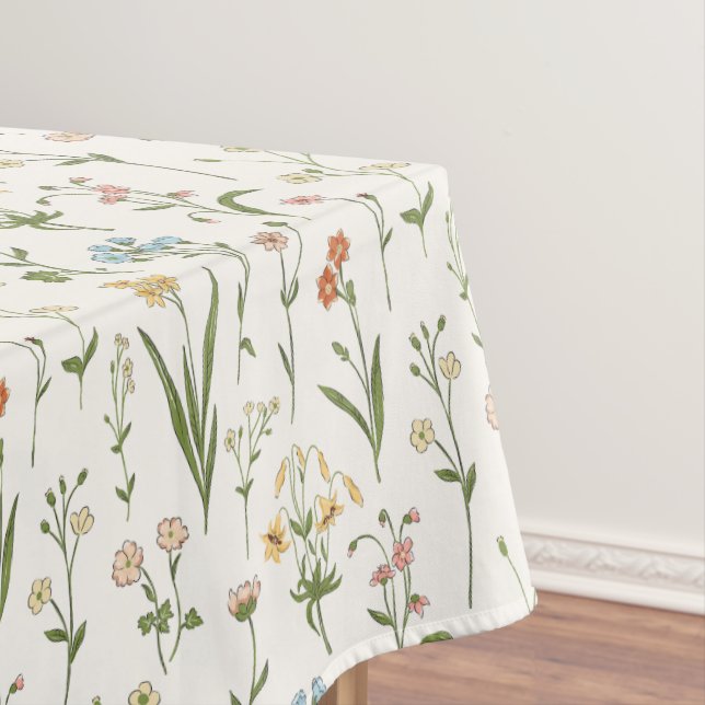 Rustic Wildflower Meadow Hand Drawn Multicolored Tischdecke (Beispiel)