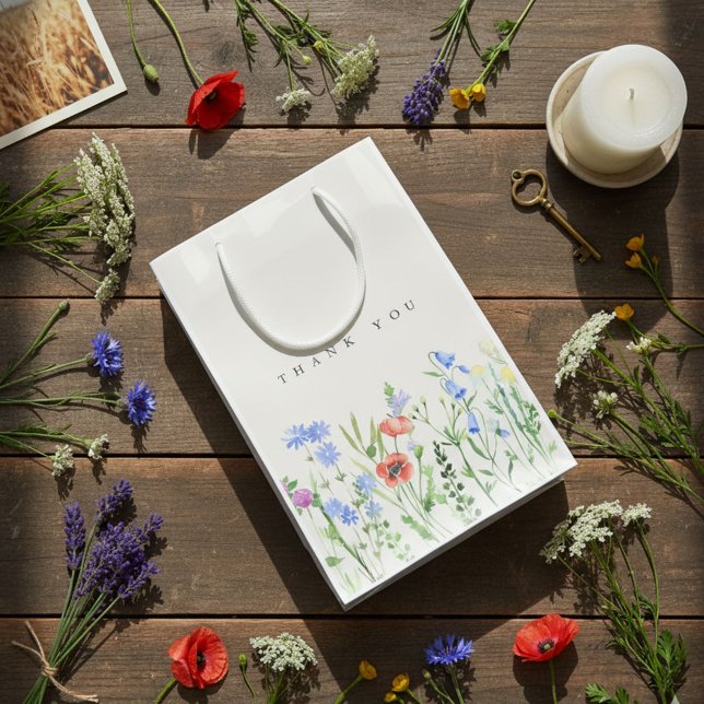 Rustic Wildflower Meadow Wedding  Mittlere Geschenktüte (Rustic Wildflower Meadow Wedding Medium Gift Bag)