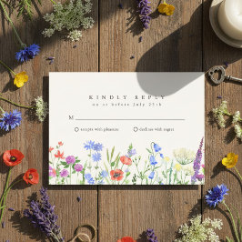 Rustic Wildflower Meadow Wedding RSVP  Karte