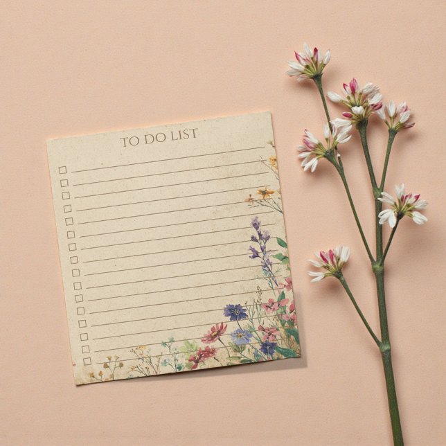 Rustic Wildflower To Do List Teacher Nature Gift Notizblock (Rustic Wildflower To Do List Teacher Nature Gift Notepad)