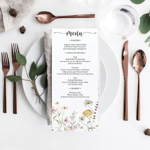 Rustic Wildflower Wedding Bridal Shower Menu