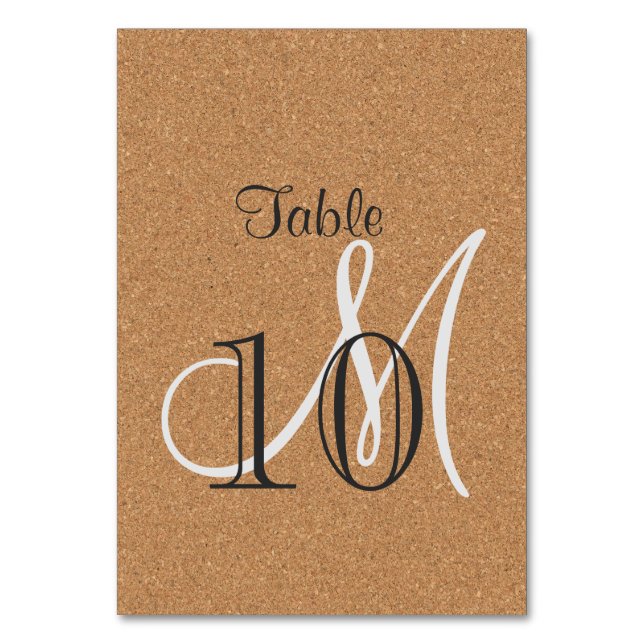 Rustic Wine Cork Wedding Monogram Tischnummer (Vorderseite)