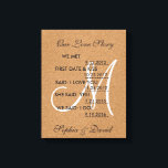 Rustic Wine Cork Wedding Monogram UNSERE LIEBE STO Leinwanddruck<br><div class="desc">Rustikale Hochzeit Einladung auf einem Imitat Wein Kork Hintergrund mit Monogram! Dieses Design ist einzigartig, einfach! Sie verdienen etwas Einzigartiges für Ihre geträumte Veranstaltung! Verwenden Sie das Tool Anpassen, um Ihre Namen und alle anderen benötigten Informationen hinzuzufügen. Dieses Design ist eine gute Wahl für eine Weinbergshochzeit, Scheunenhochzeit, rustikale Hochzeit, Bauernhochzeit...</div>