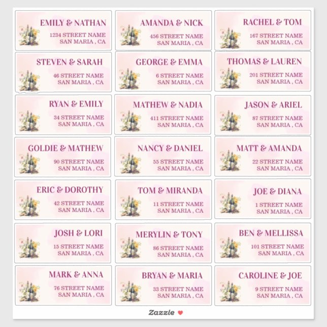 Rustic Winery Mariage Étiquettes de adresse invité (Feuille)