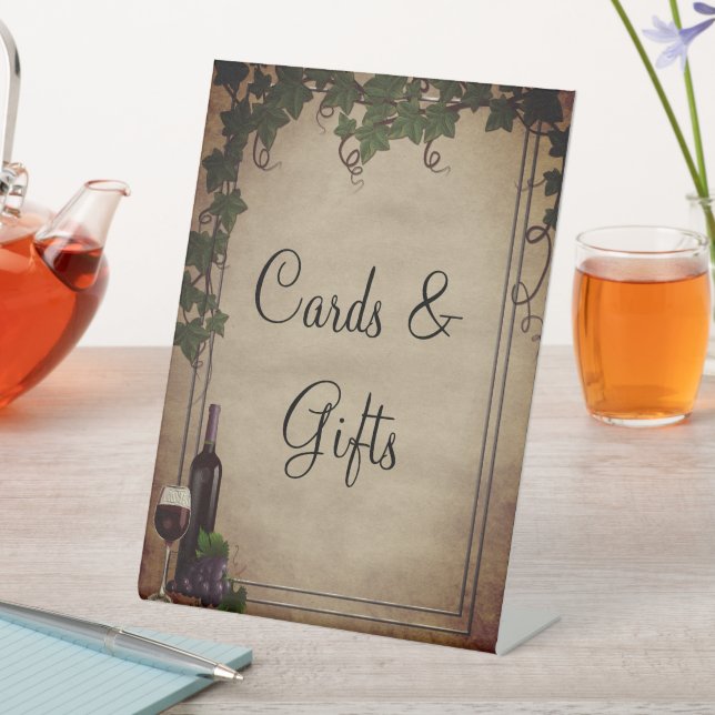 Rustic Winery Wedding Reception Cards Gifts Sockelschild (In Situ)