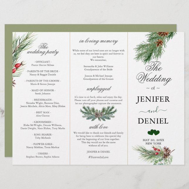 Rustic Winter Berry Pine Greenery Wedding (Vorne/Hinten)