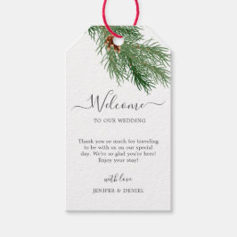 Rustic Winter Berry Pine Greenery Wedding Geschenkanhänger