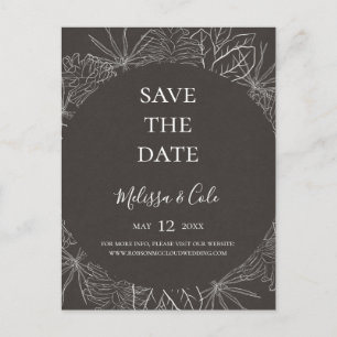 Rustic Winter   Charcoal Save The Date Postkarte
