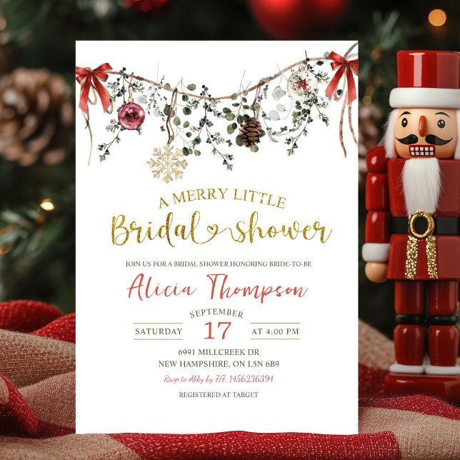 Rustic Winter Floral Merry Little Bridal Shower Einladung (Von Creator hochgeladen)