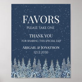 Rustic Winter Forest Wedding Favors Sign Poster
