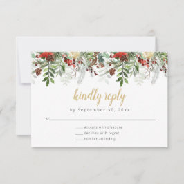Rustic Winter Greenery RSVP Card Hochzeit Karte