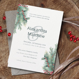 Rustic Winter Holly Berries Hochzeitseinladung Einladung