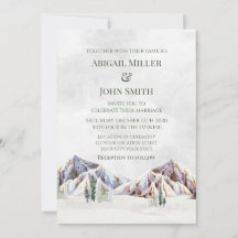Rustic Winter Mountain Forest Wedding Invitations