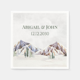 Rustic Winter Mountain Forest Wedding Napkin Serviette