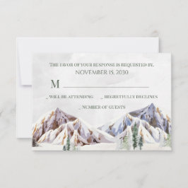 Rustic Winter Mountain Forest Wedding RSVP Karte