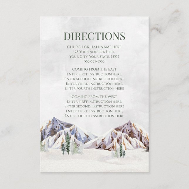 Rustic Winter Mountain Wedding Direction Insert (Vorderseite)