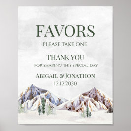 Rustic Winter Mountain Wedding Favors Sign Poster