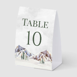 Rustic Winter Mountain Wedding Table Number Tischaufsteller