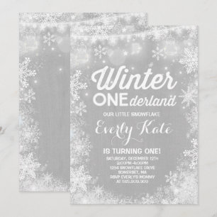 Rustic Winter ONE derland Anniversaire Invitation 
