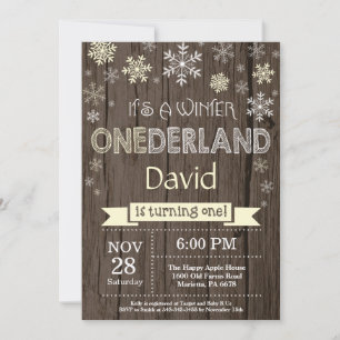 Rustic Winter Onederland 1. Geburtstag Einladung