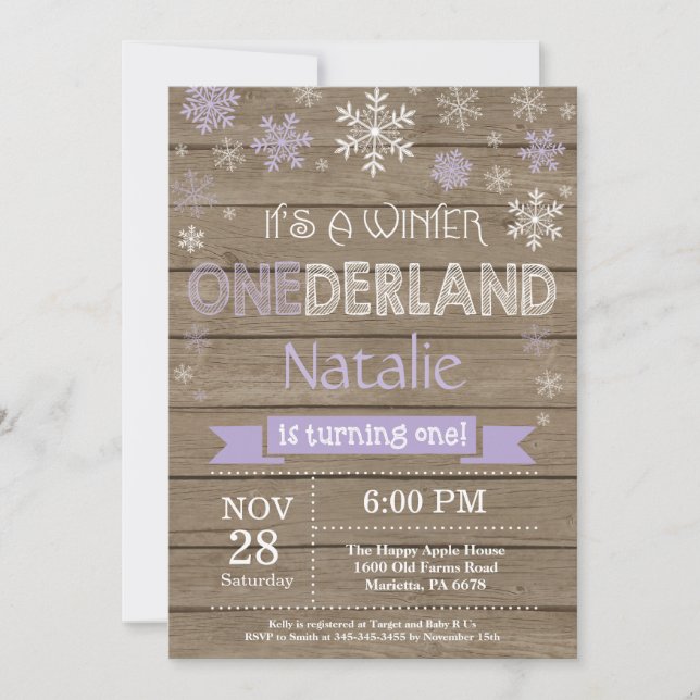 Rustic Winter Onederland 1. Geburtstag Einladung (Vorderseite)