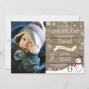 Rustic Winter Onederland 1. Geburtstag Einladung