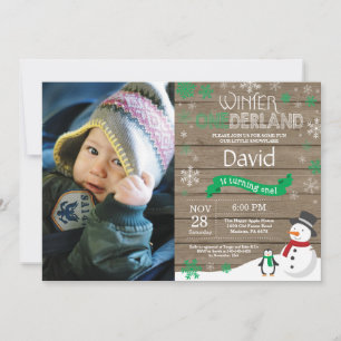 Rustic Winter Onederland 1. Geburtstag Einladung