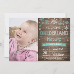 Rustic Winter Onederland 1. Geburtstag Einladung