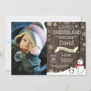 Rustic Winter Onederland 1. Geburtstag Einladung