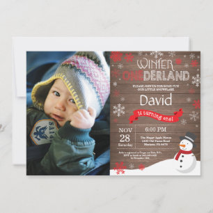 Rustic Winter Onederland 1. Geburtstag Einladung