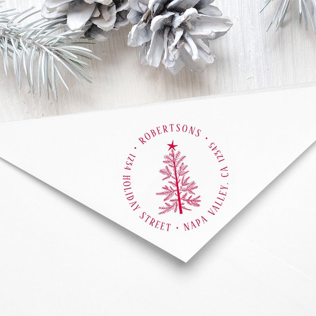 Rustic Winter Pine Tree Return Address Gummistempel (Von Creator hochgeladen)