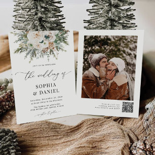 Rustic Winter Pinecone Hochzeit Einladung