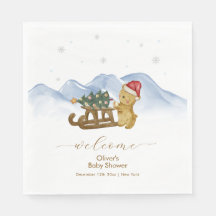 Rustic Winter Sleigh Bear Baby Shower Welcome