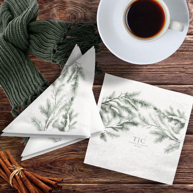 Rustic Winter Wedding Boughs Forest Green ID1049 Serviette (Von Creator hochgeladen)