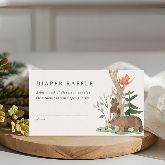 Rustic Winter Woodland Baby Shower Diaper Raffle Begleitkarte (Von Creator hochgeladen)