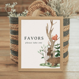 Rustic Winter Woodland Baby Shower Favor Sign Poster