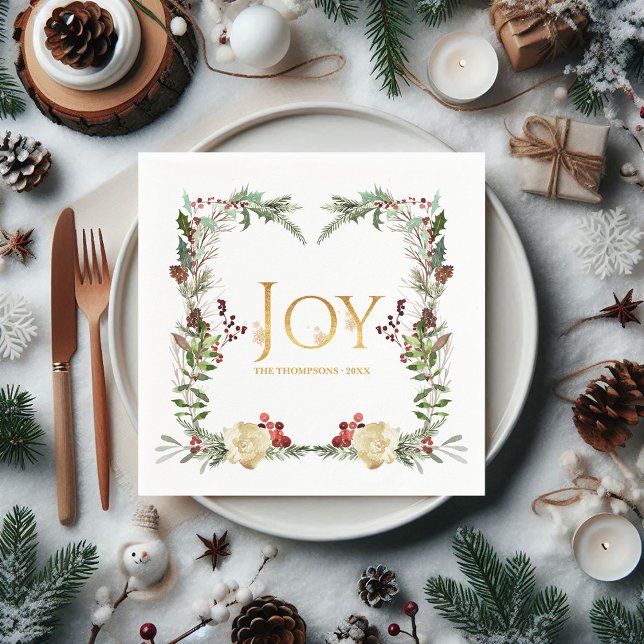 Rustic Winterland Freude Weihnachten Party Serviette (Rustic Winterland Joy Christmas Party Napkins)